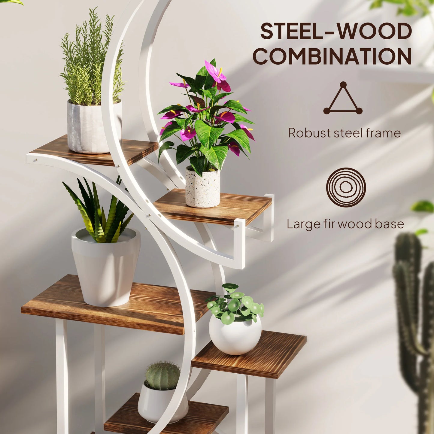 S-Shaped Eight-Tier Indoor Plant Stand Carbonized Finish