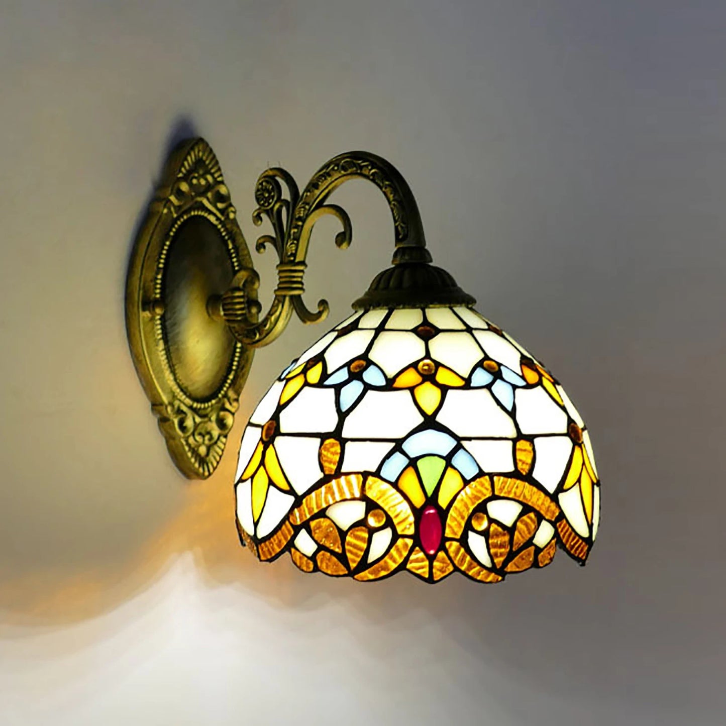 Tiffany Vintage Handmade Dome Wall Lamp for Living Room and Staircase