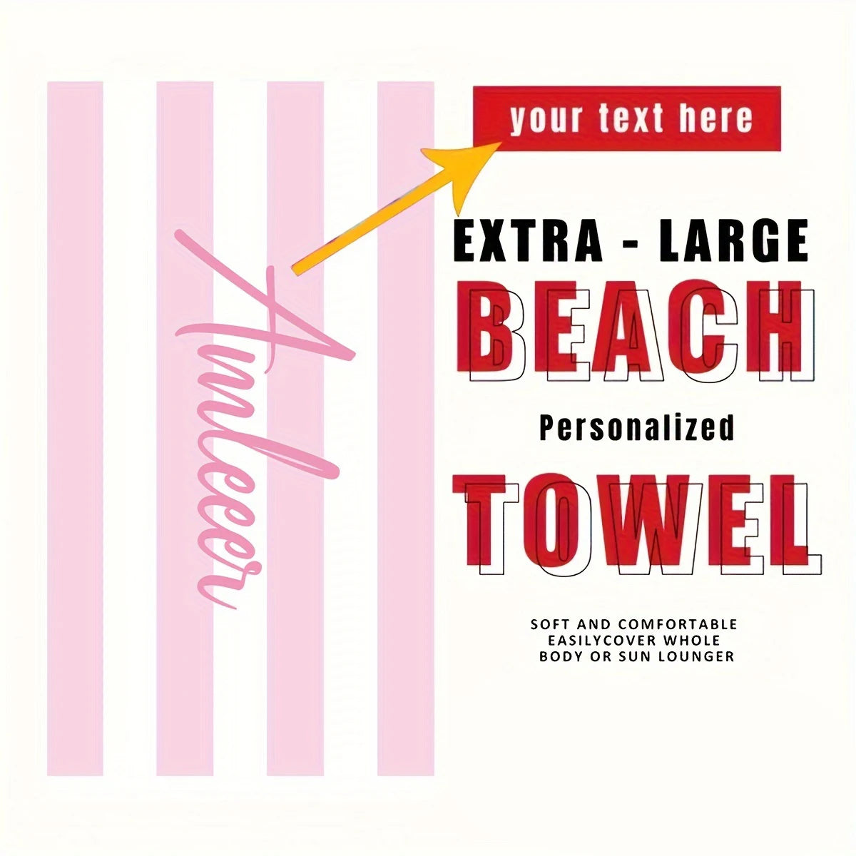 Personalized Striped Beach Towel Custom Name Microfiber Quick Dry