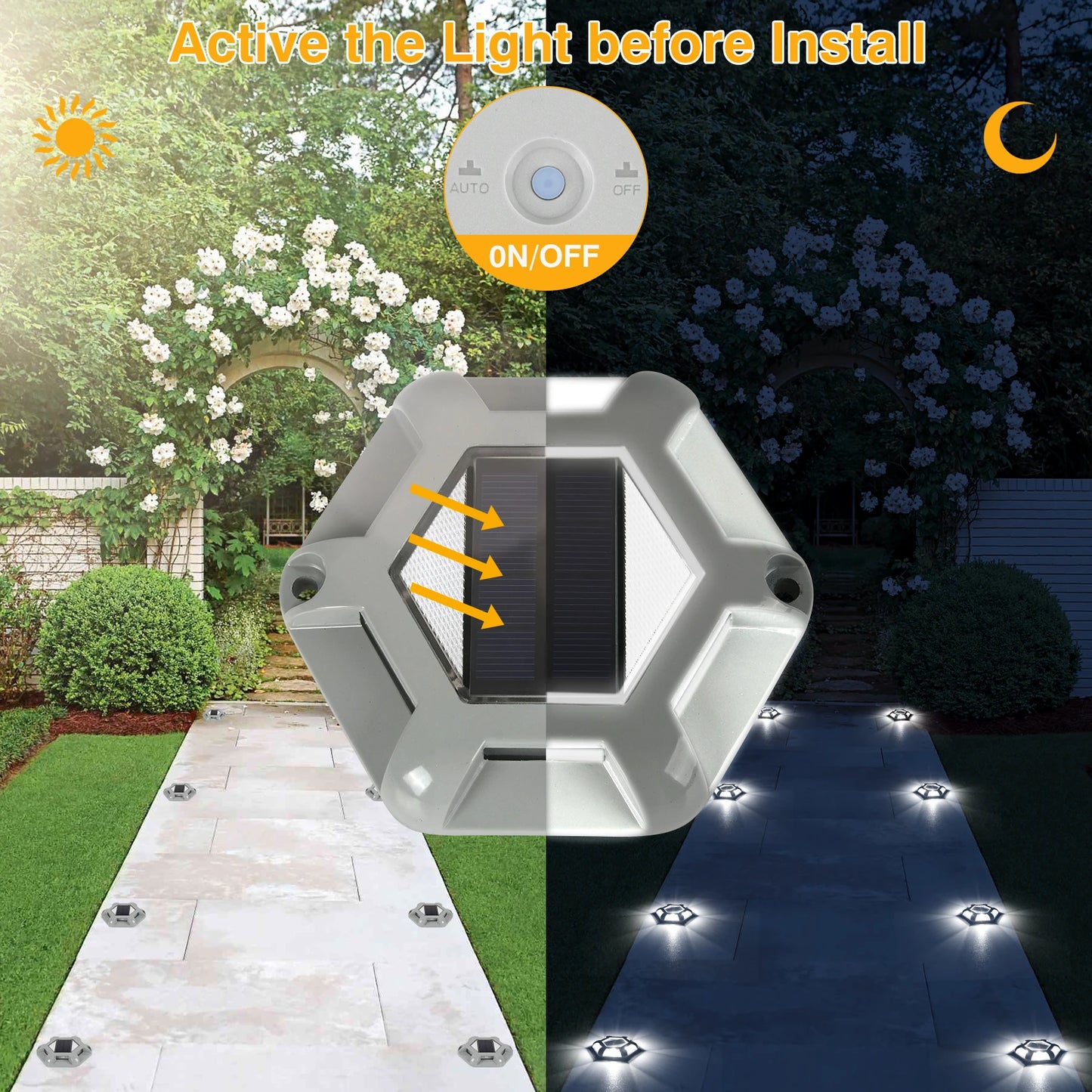 T-SUNRISE 4 Pack Solar Driveway Lights Outdoor Aluminum IP65