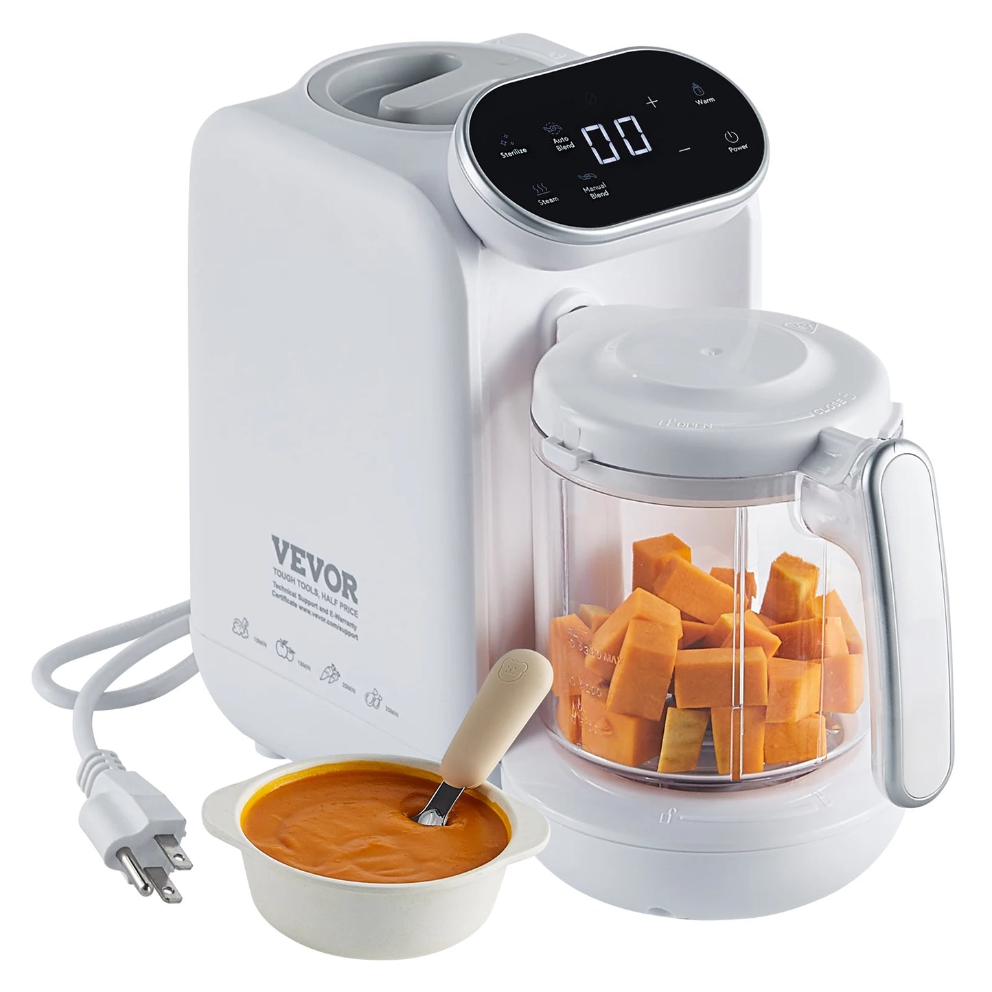 VEVOR Baby Food Maker 430W 750ml Tritan Bowl FiveInOne