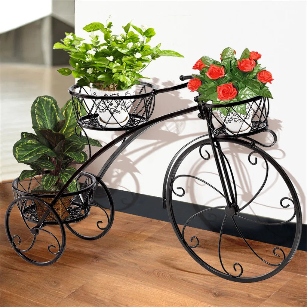 Three Tier Bicycle Plant Stand Wrought Iron Tricycle Planter