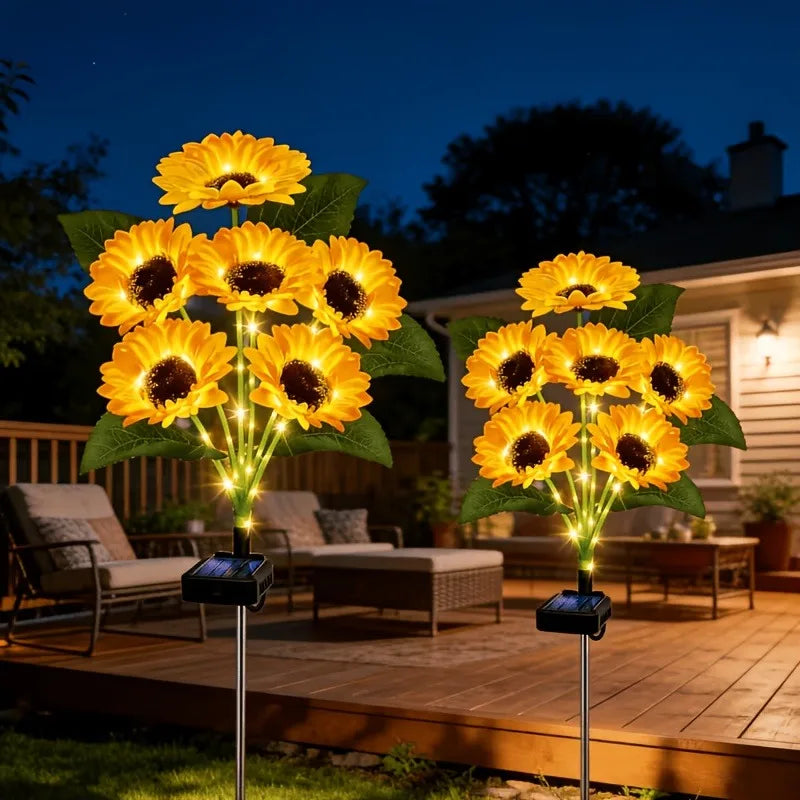Solar Sunflower Garden Stake Lights for Yard Patio Lawn Decor
