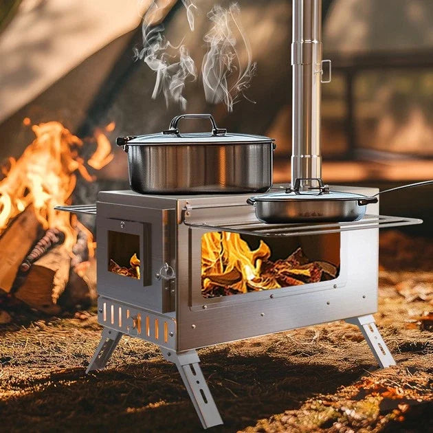 Wood Burning Tent Stove Outdoor Portable Stainless Chimney Pipes