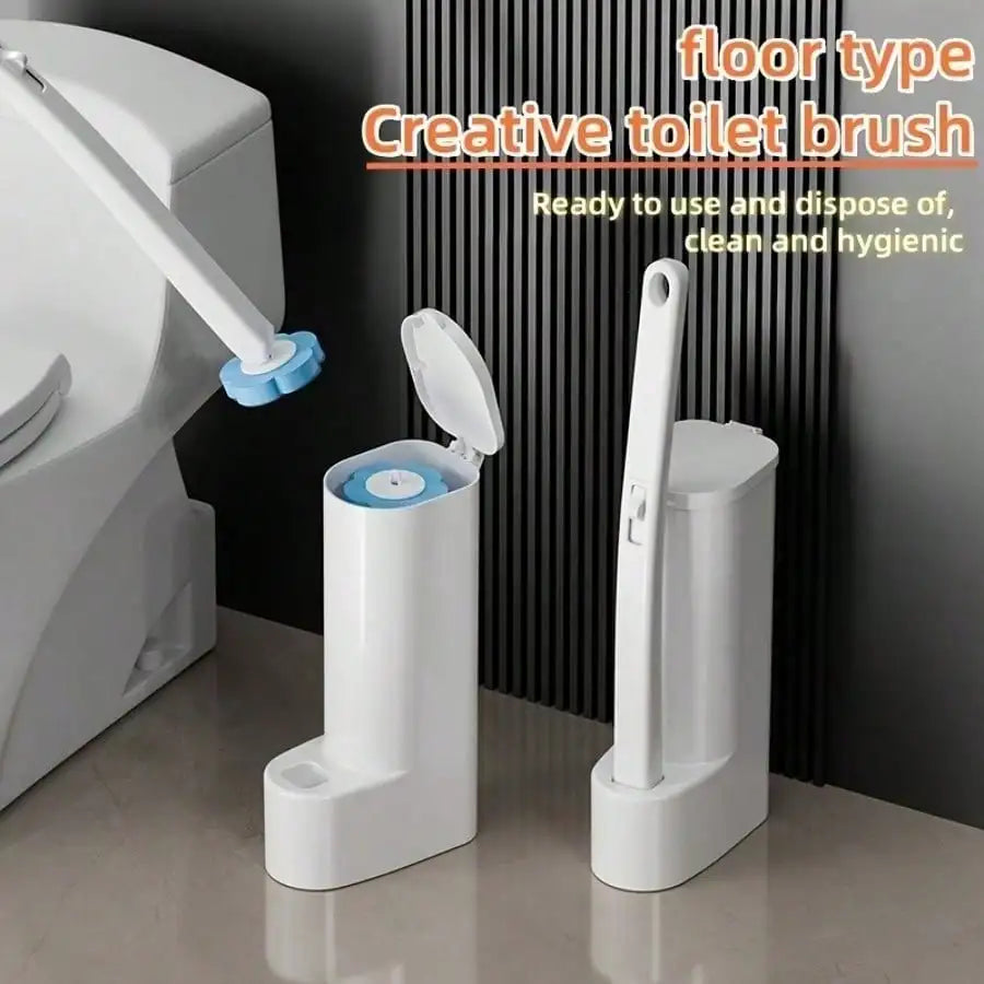 Toilet Brush With Wall Mount Holder Set Long Handle Flexible Cleaning Brush
