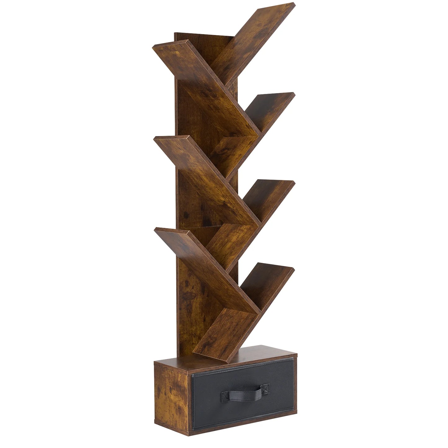 MCQ 7 Tier Tree Bookshelf With Drawer Corner Bookcase