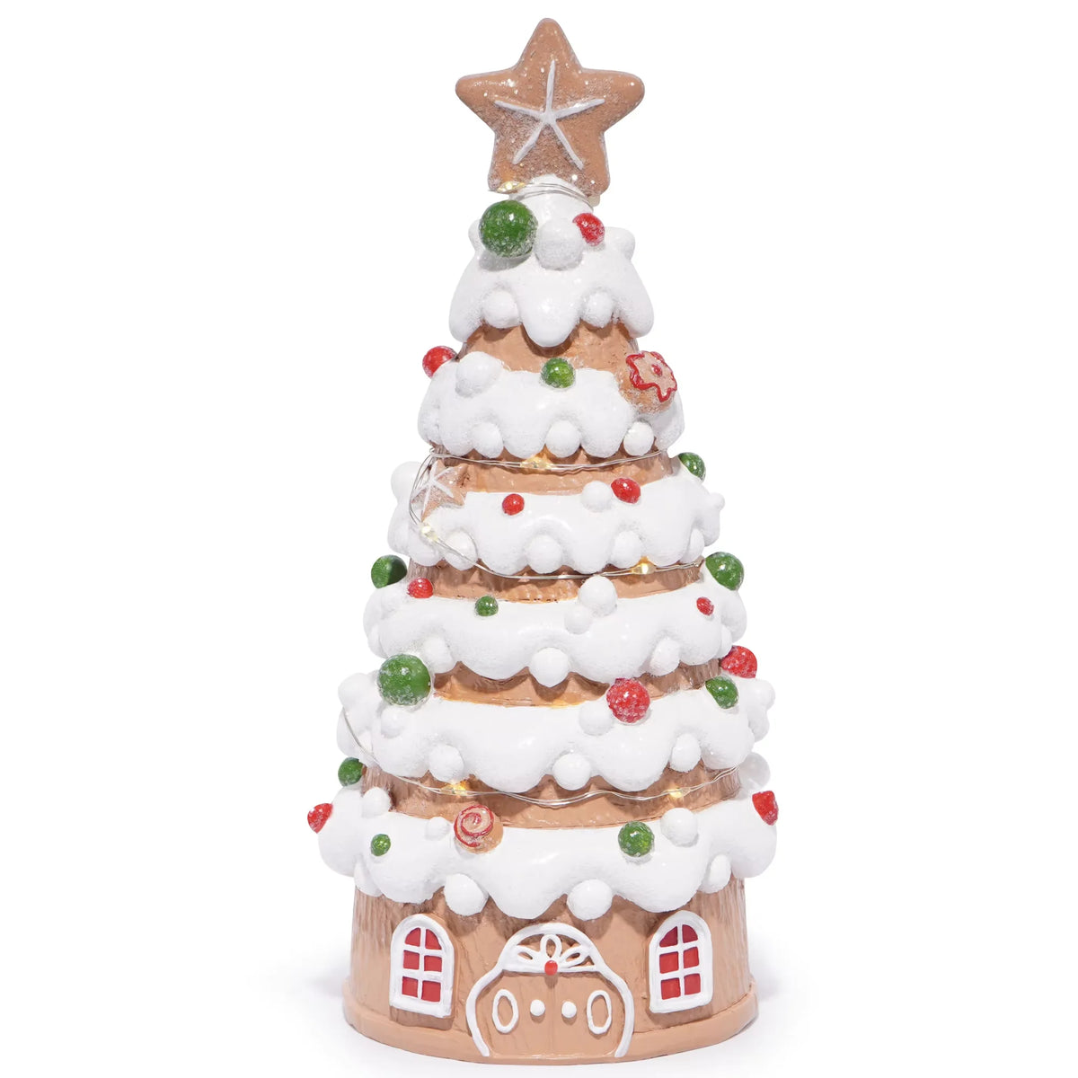 Hodao Light Up Gingerbread Christmas Tree Tabletop Ornament