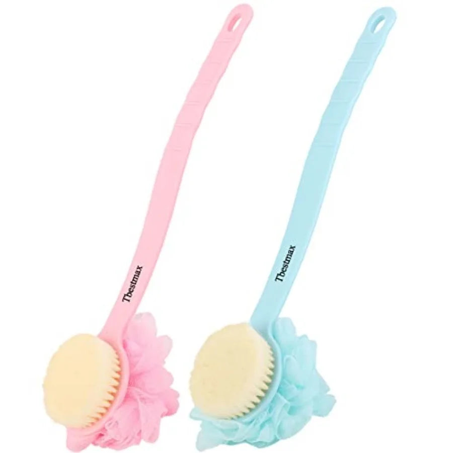 Loofah Back Scrubber Long Handle Shower Brush With Soft Mesh Sponge