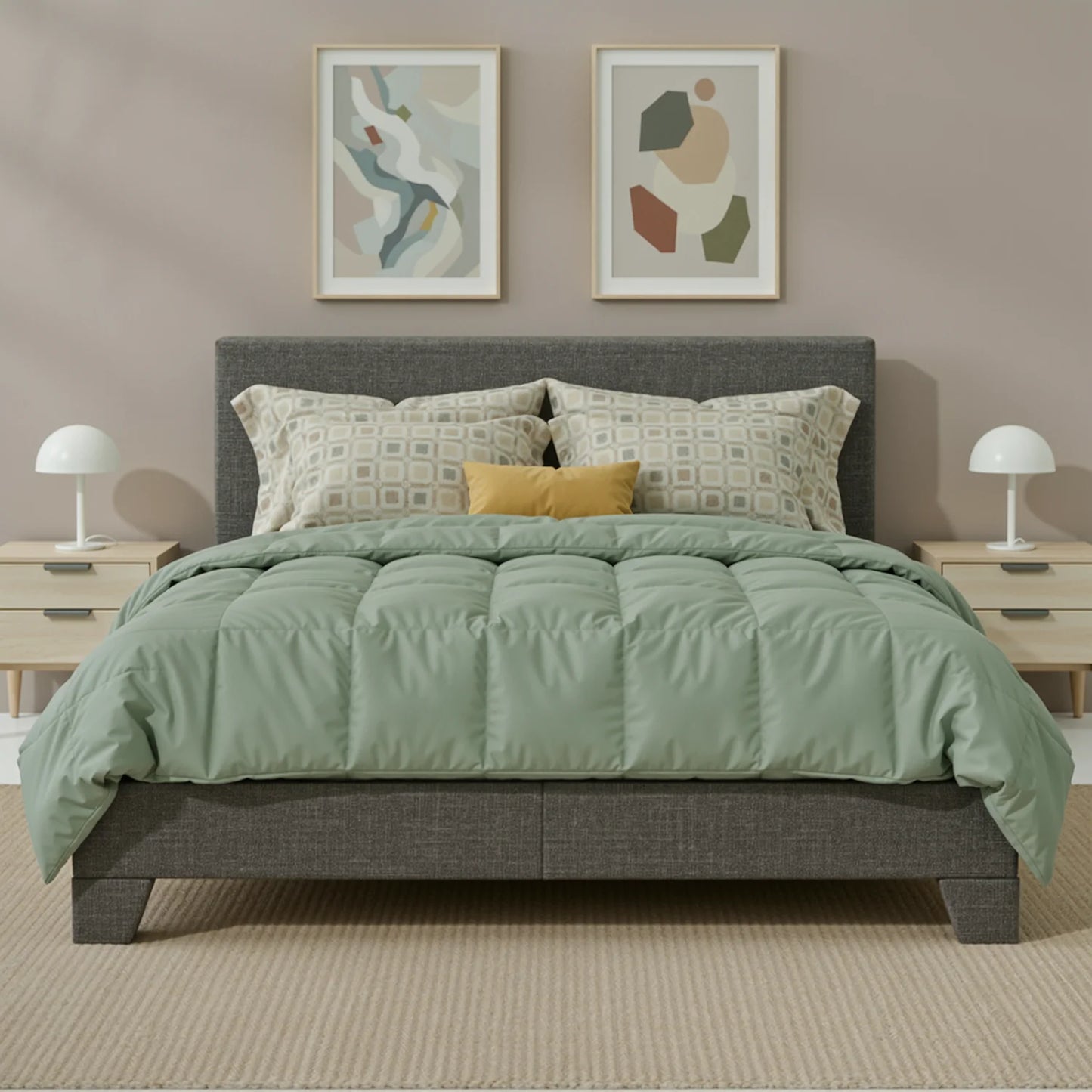 HOOMIC Upholstered Bed Frame with Adjustable Headboard and Quiet Support