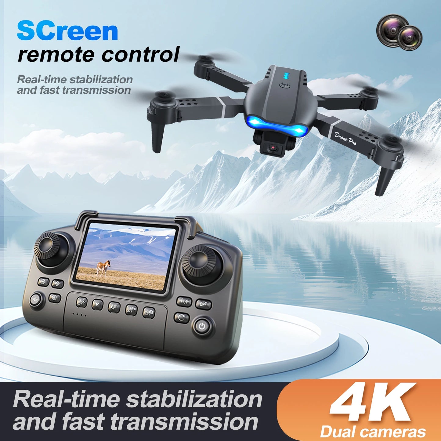 ZNLYRION Quad Drone 4K Dual Cameras Foldable FPV Beginner