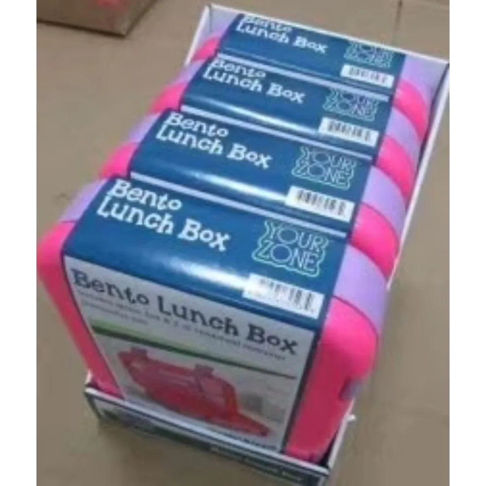 Kids Bento Box Four Compartment Lunch Box With Fork Spoon And Sauce Cup