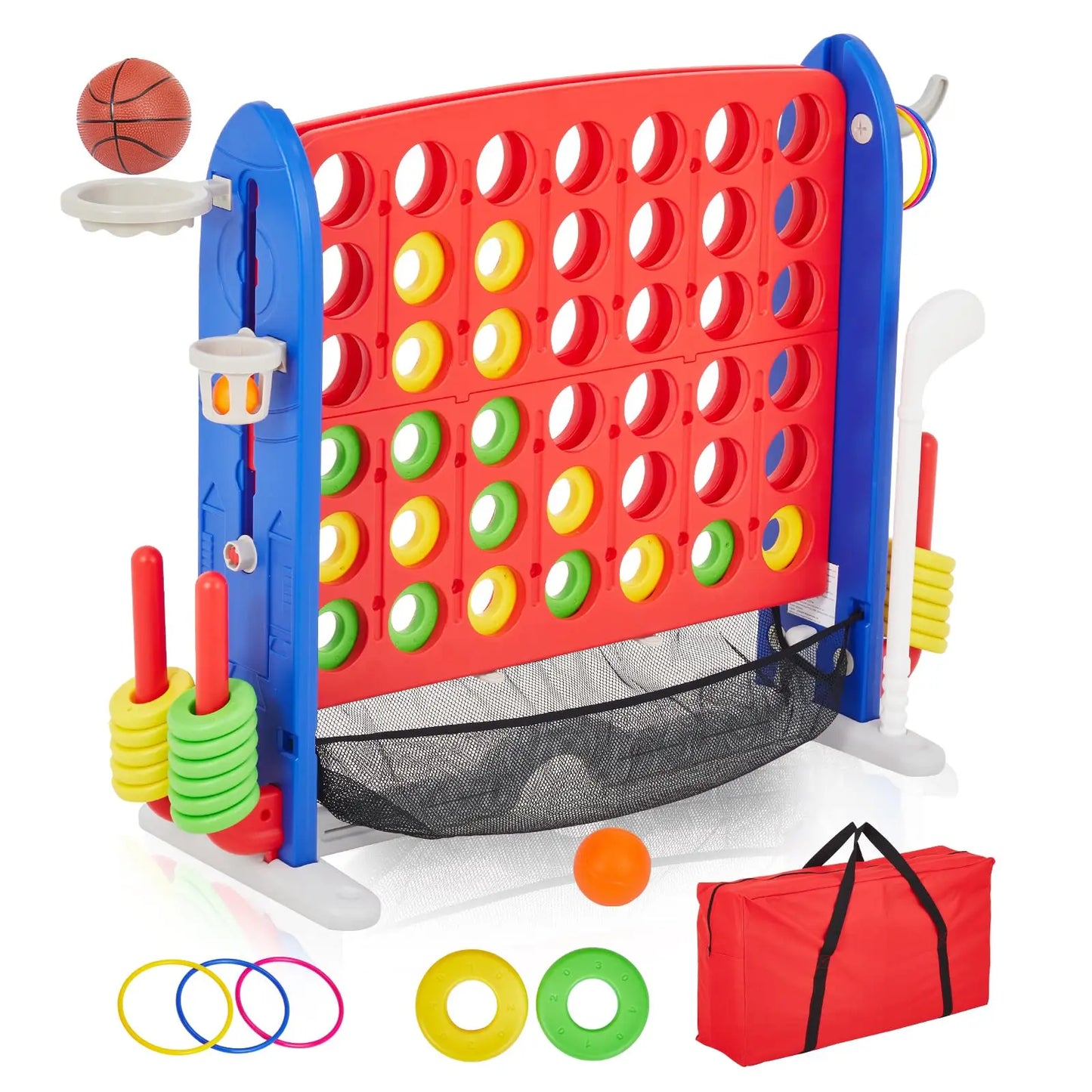 Giant 4-in-1 Connect Four Ring Toss Yard Game Indoor Outdoor