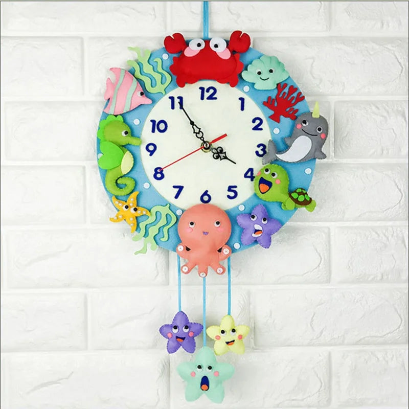 DIY Handmade Felt Wall Clock Marine Design For Home Decor