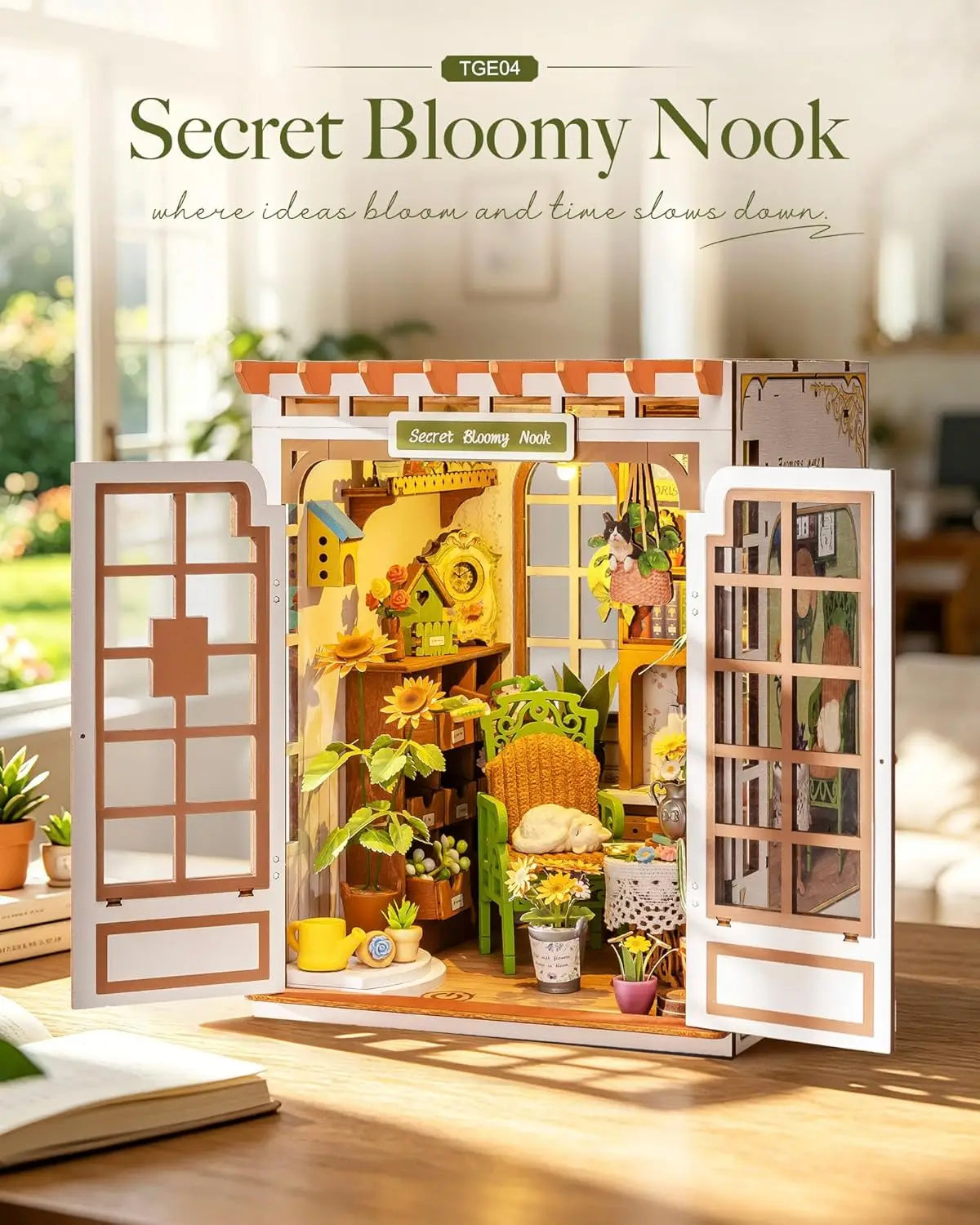 Rolife Secret Bloomy Nook DIY Book Kit Wooden Dollhouse