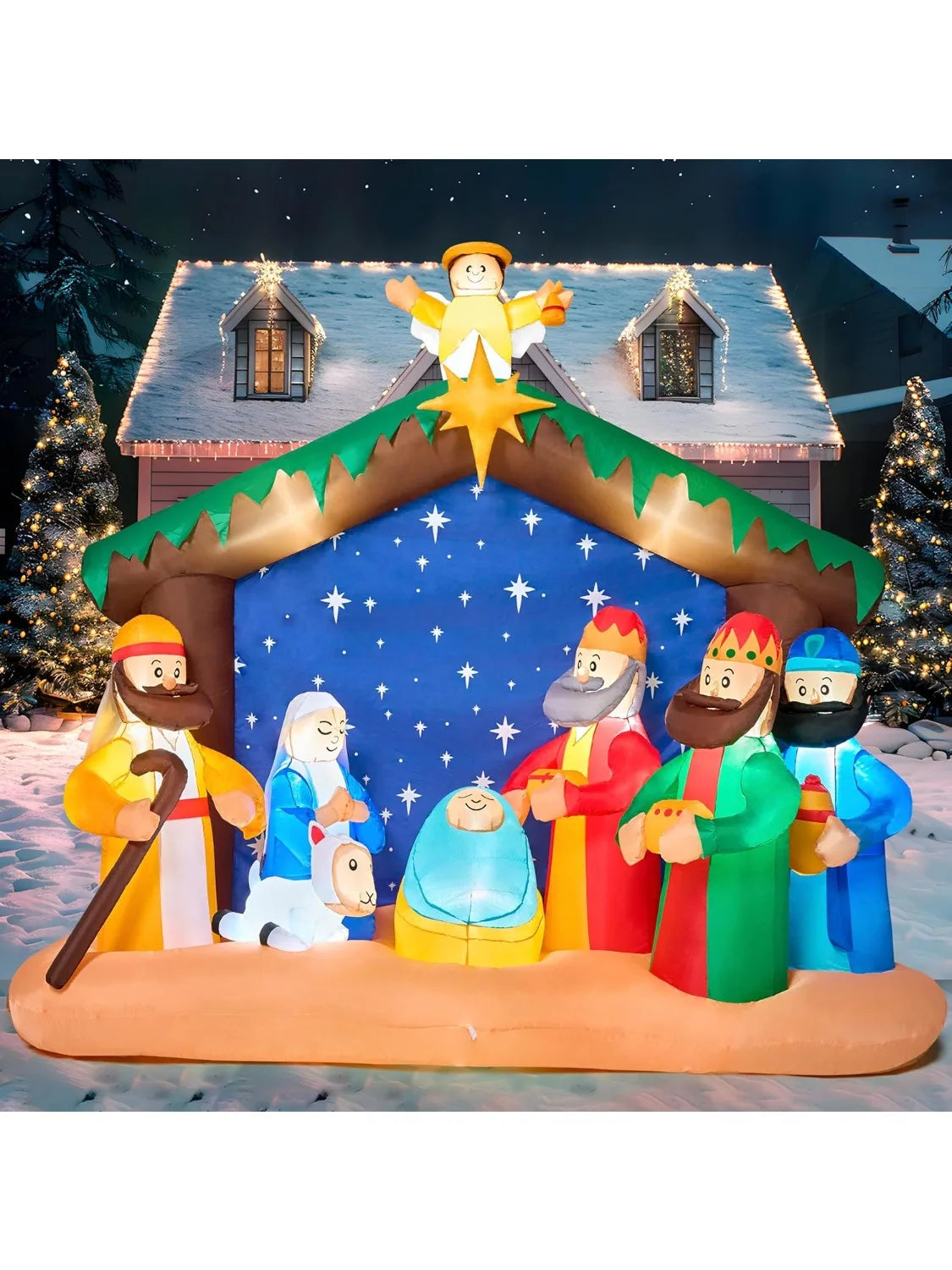 Joyfy Christmas Inflatable Nativity Scene With LED Yard Decor