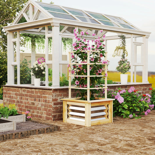 Outdoor Planter With Trellis Wooden Planter Box for Garden