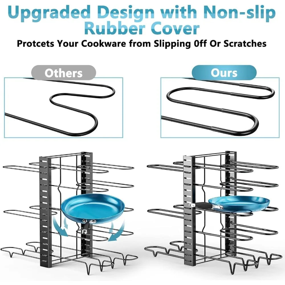 Pots and Pans Cabinet Organizer Rack with DIY Adjustable System