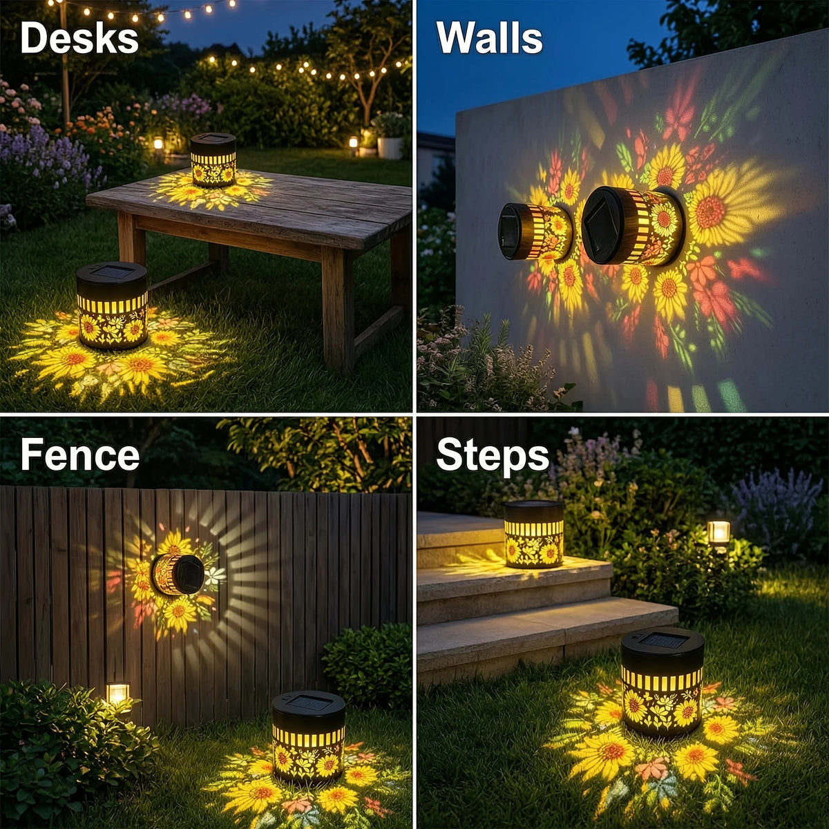 Solar Sunflower Fence Lights for Garden Decor