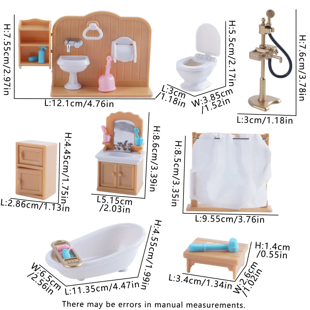 SENGTONGLE-T03 Bathroom Set Dollhouse Miniature Bathtub Accessories