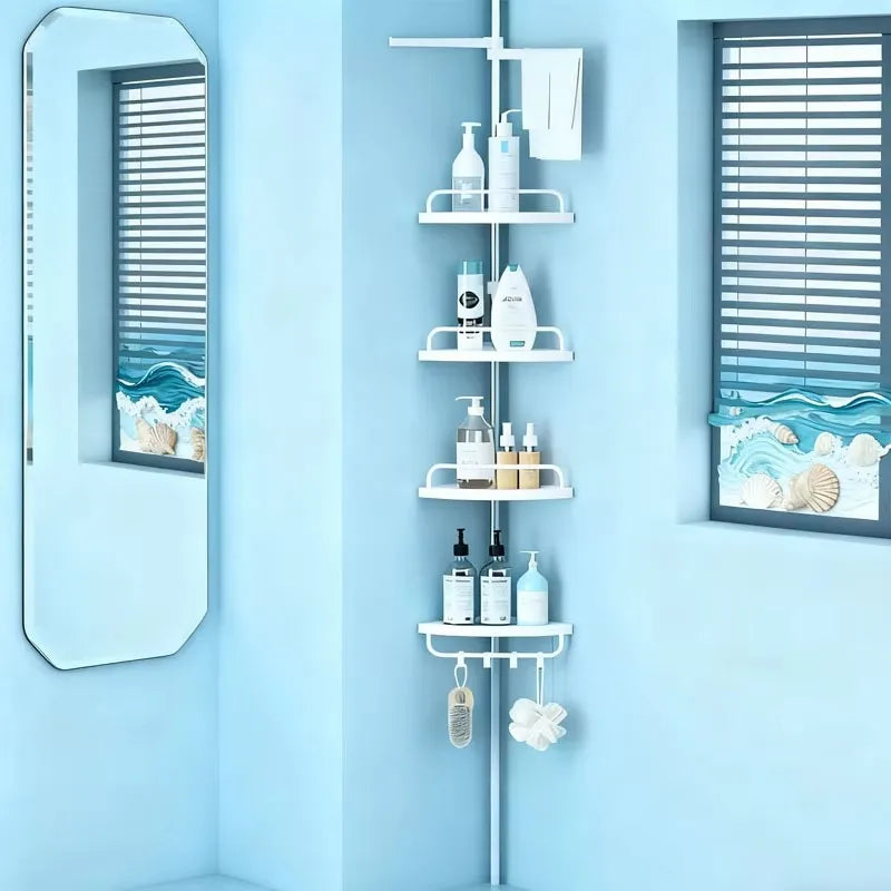 Corner Shower Bar Organizer Floor Standing Towel Rack Waterproof