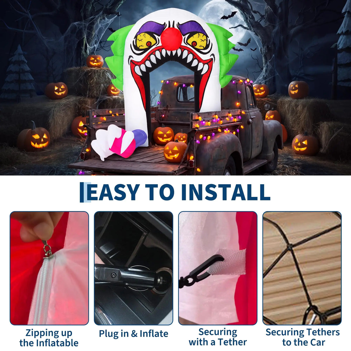 GAOMON Halloween Inflatable Clown Arch With LED Lights