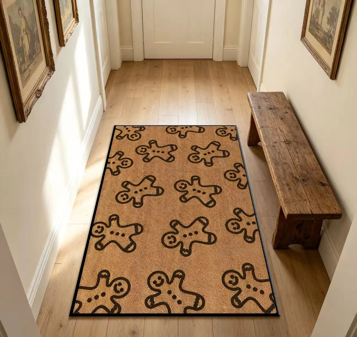 Gingerbread Man Cookie Christmas Festive Home Decor Area Rug