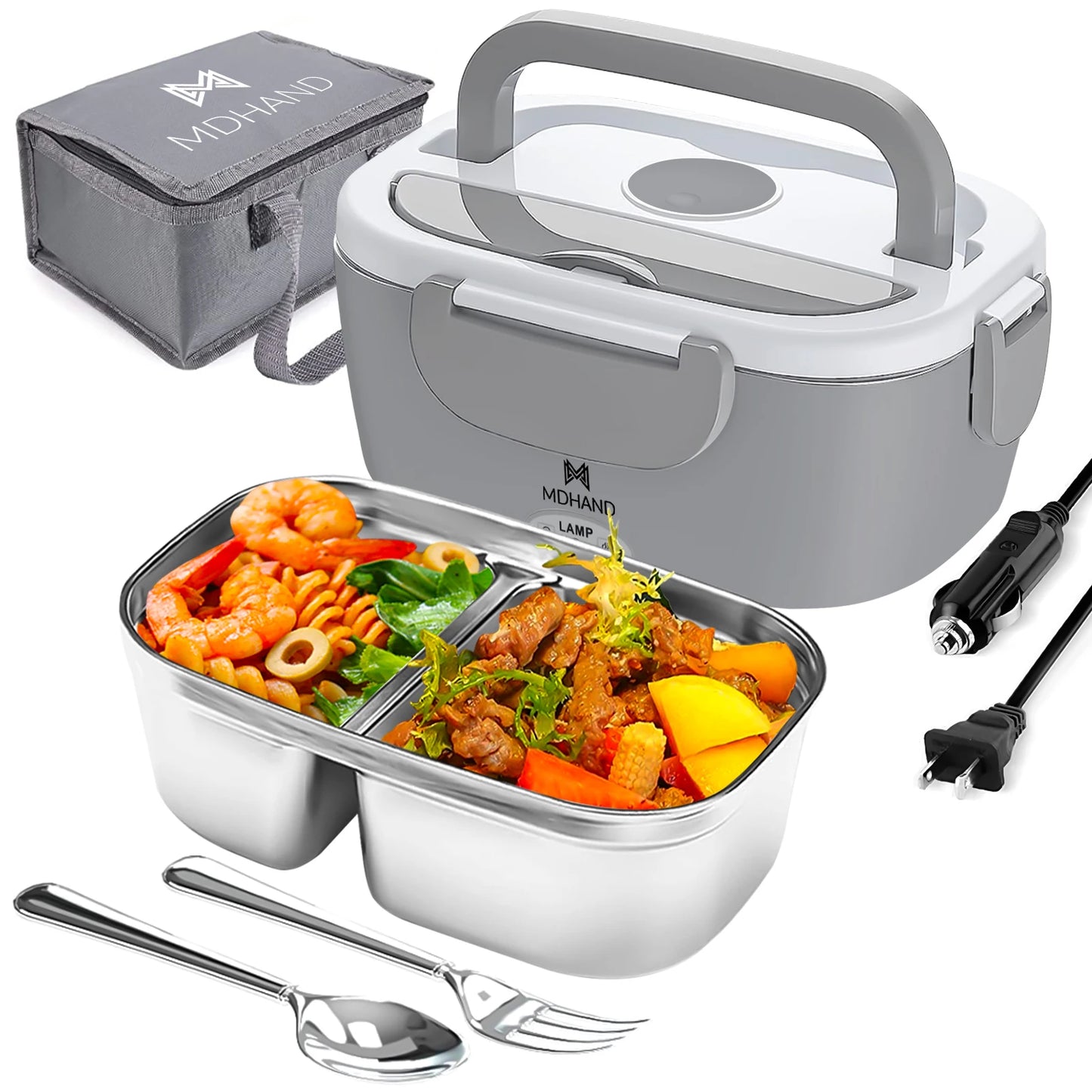 MDHAND 3 In 1 Electric Lunch Box 65W Fast Heating Leakproof