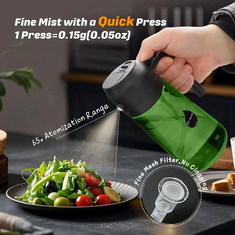 2 In 1 Olive Oil Sprayer Dispenser Glass Bottle Kitchen