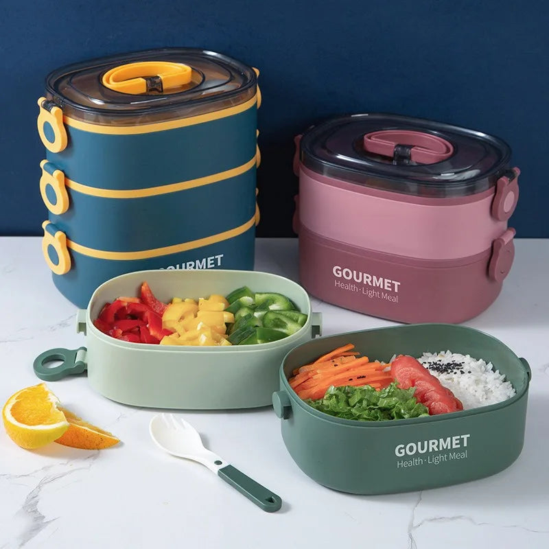 Stackable Bento Box Lunch Container 3 Layer Leakproof Microwave Safe
