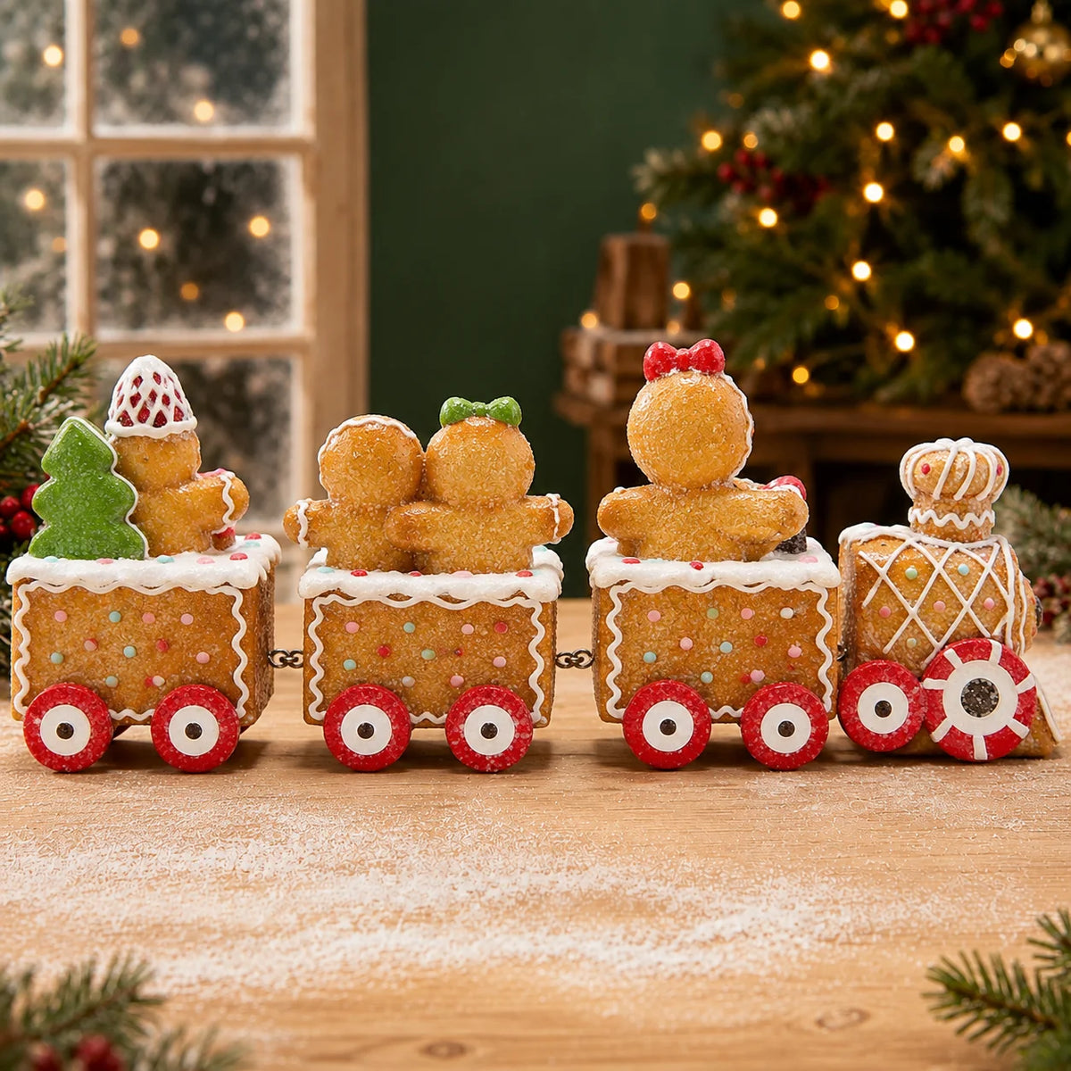 Hodao Resin Gingerbread Christmas Train Holiday Decoration