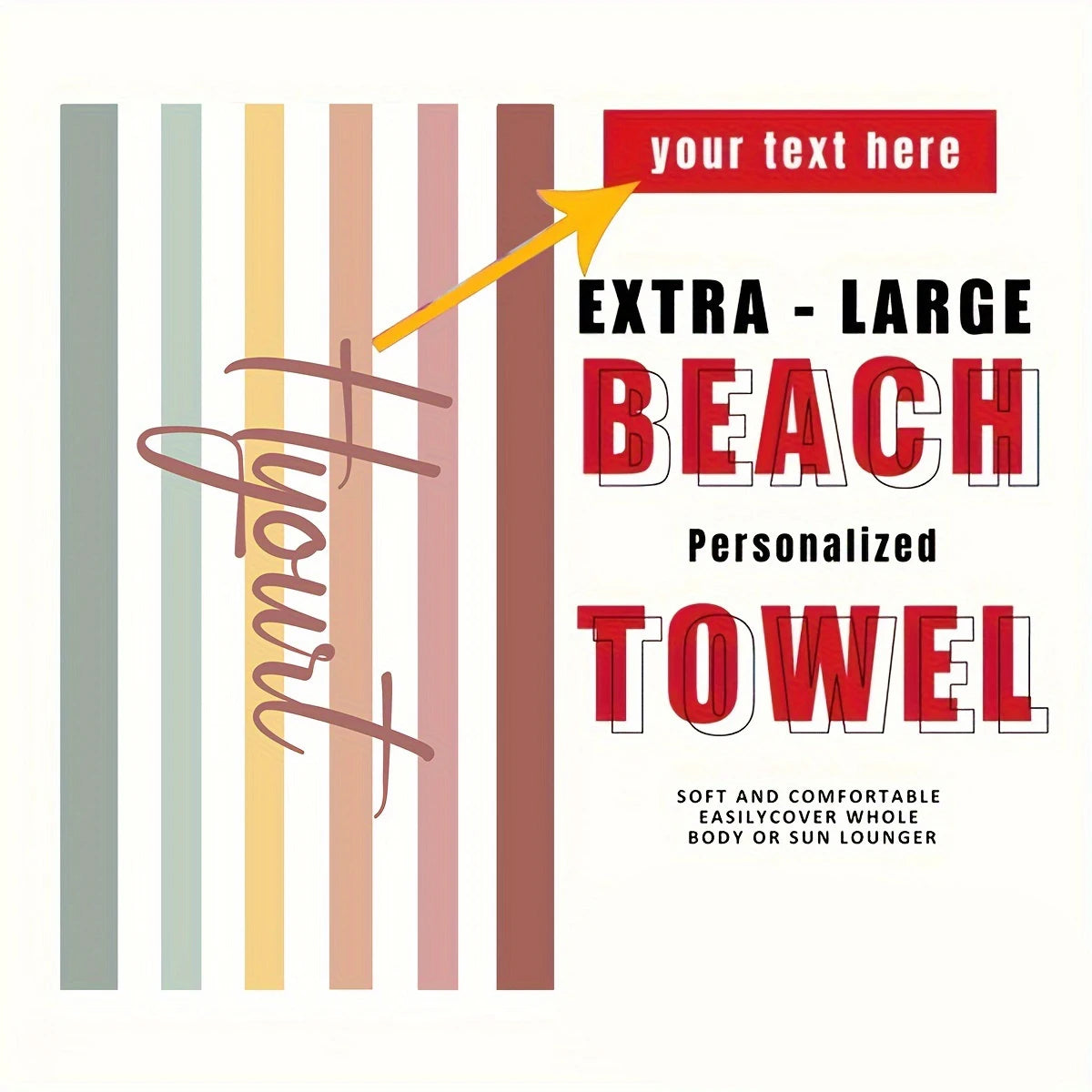 Personalized Striped Beach Towel Custom Name Microfiber Quick Dry