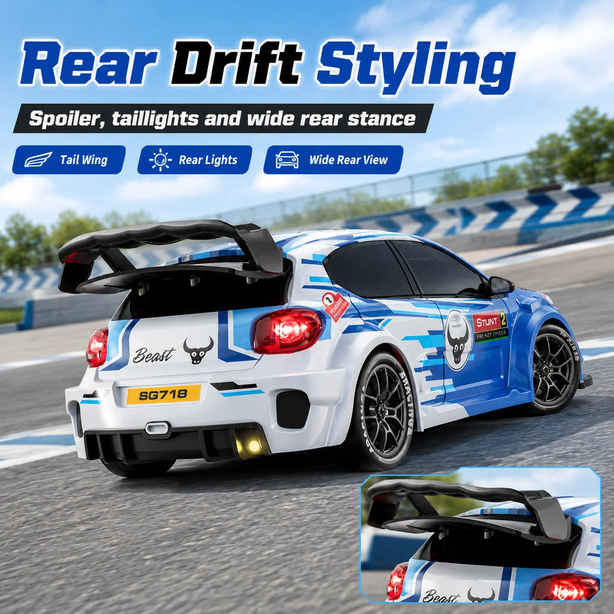 Znlyrion RC Drift Car 4WD With LED Lights And Tires