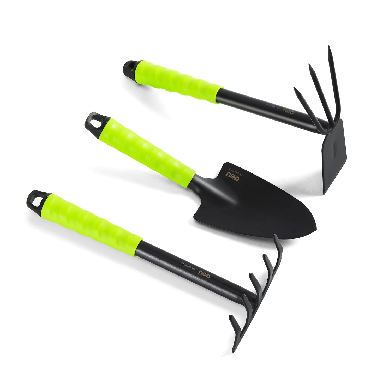 Deli 3 Piece Garden Tools Set Heavy Duty Hand Trowel Hoe Rake