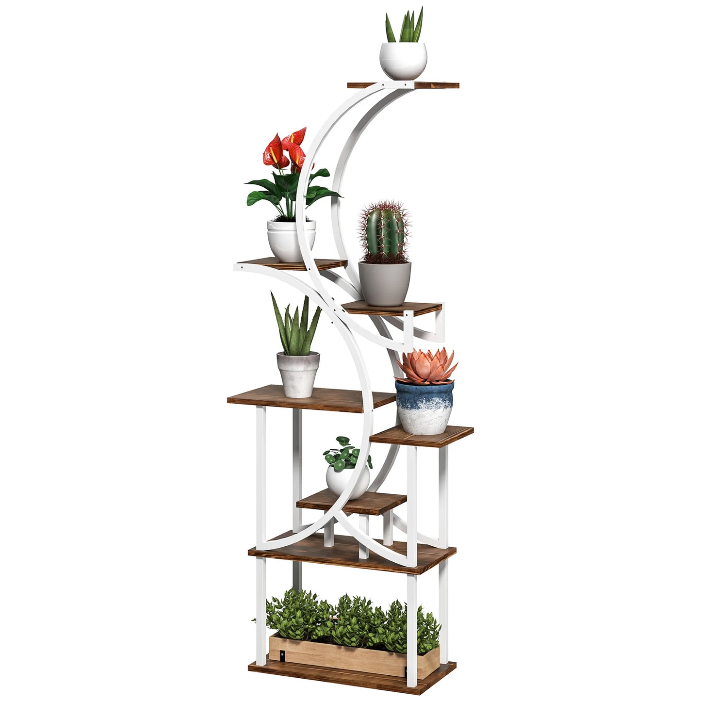 S-Shaped Eight-Tier Indoor Plant Stand Carbonized Finish