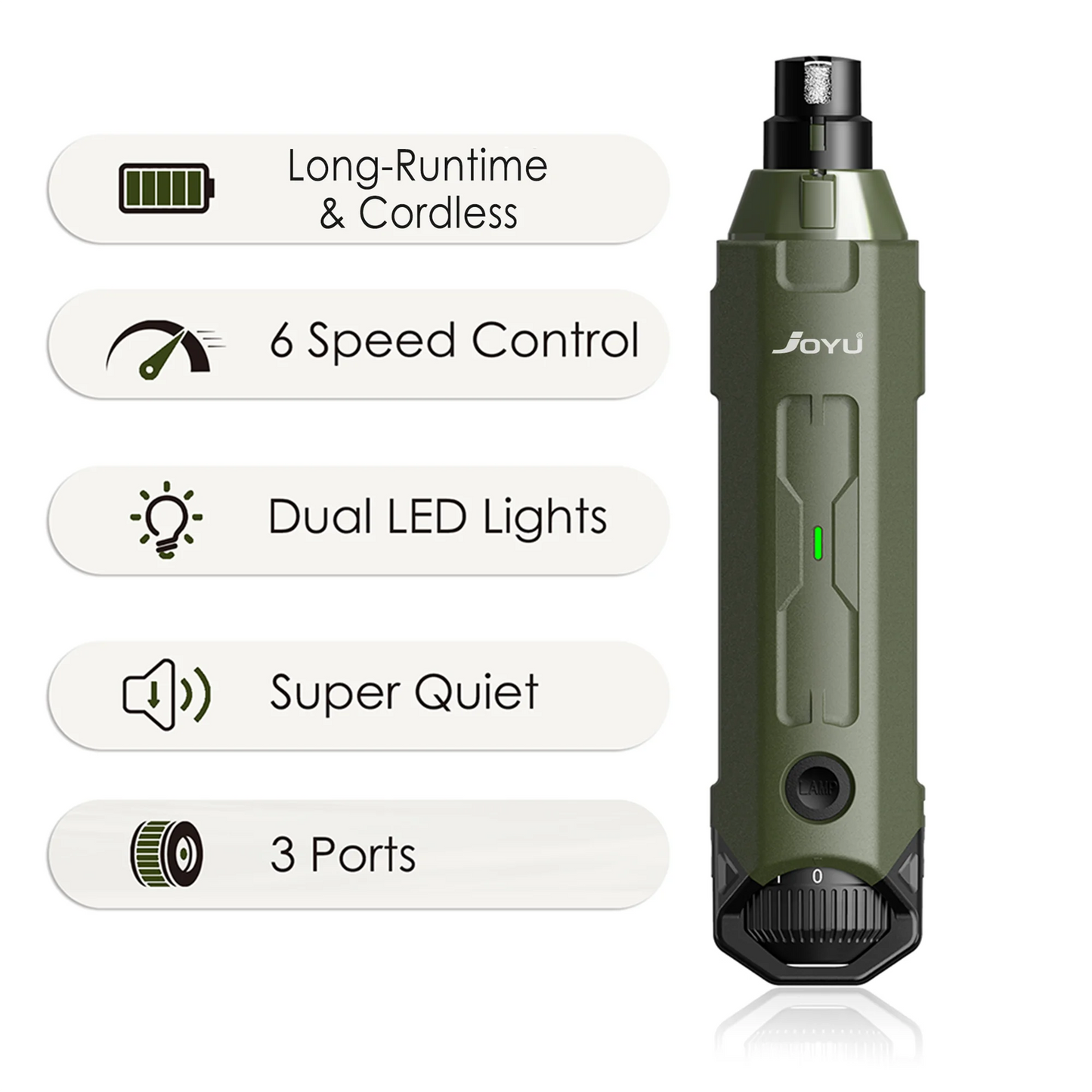 JOYU 6 Speed Dog Nail Grinder Quiet Rechargeable Trimmer