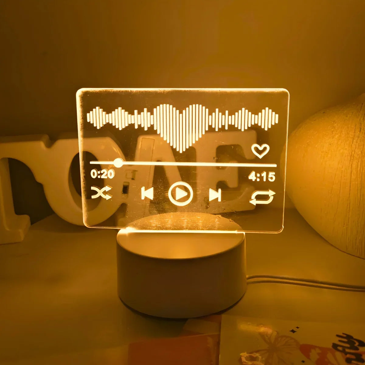 Heart Sound Wave Acrylic Music Player Led Night Light