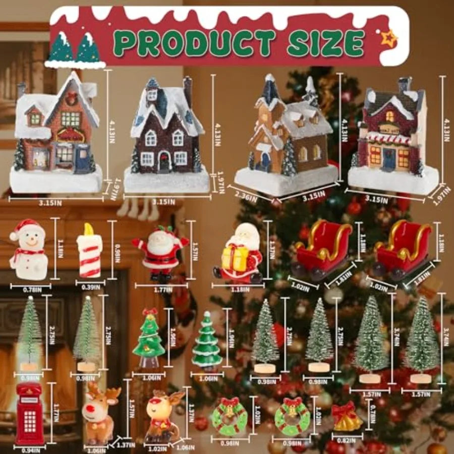 Christmas Village Houses With LED Lights Town Scene Figurine Set