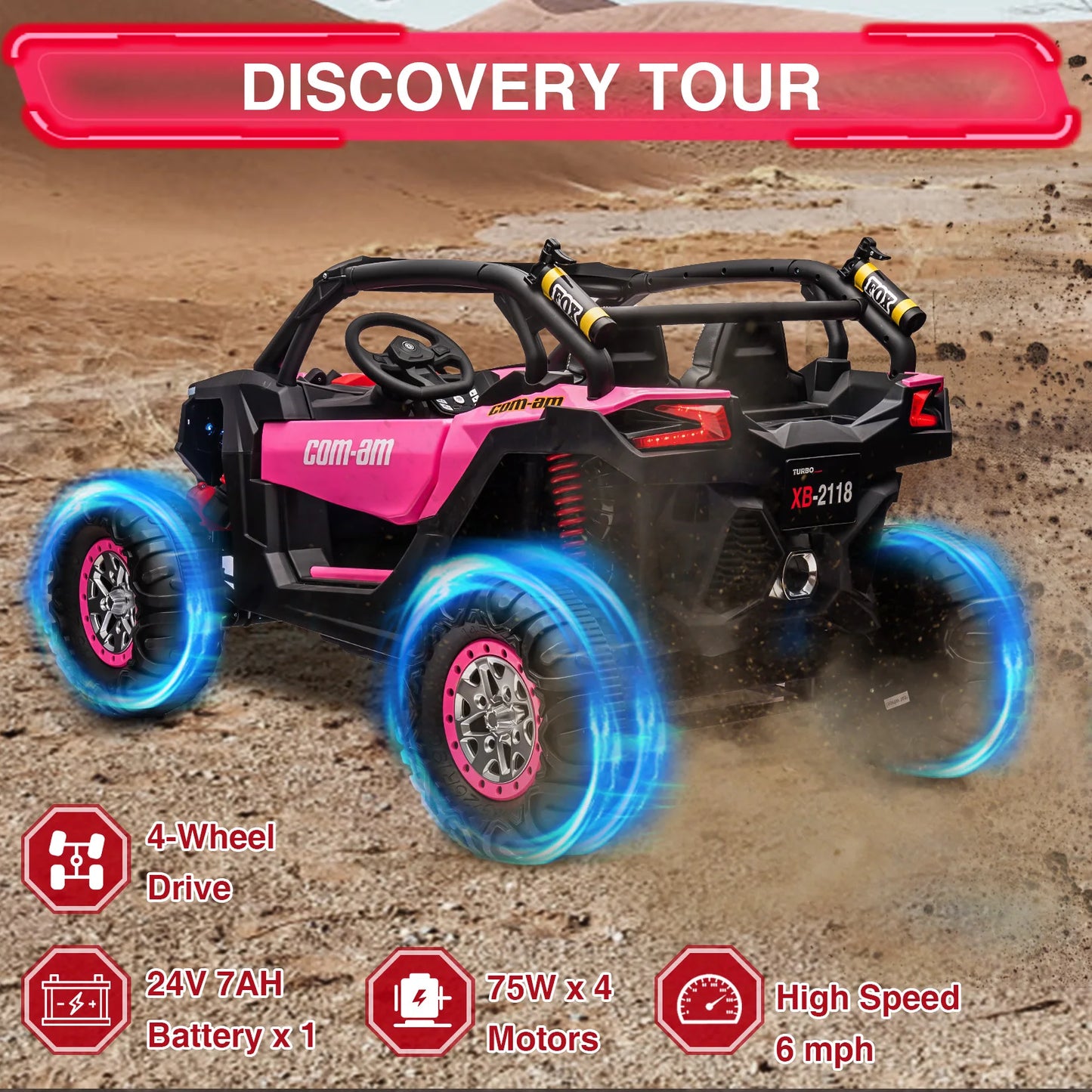HiMISS TwentyFourVolt FourWheelDrive Ride On UTV For Kids With Remote