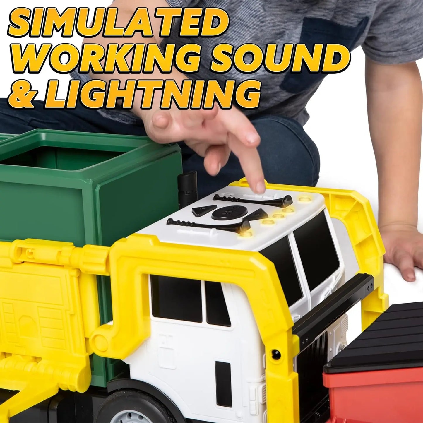 JOYFY Friction Powered Garbage Truck Toy Set With Dumpster Bins