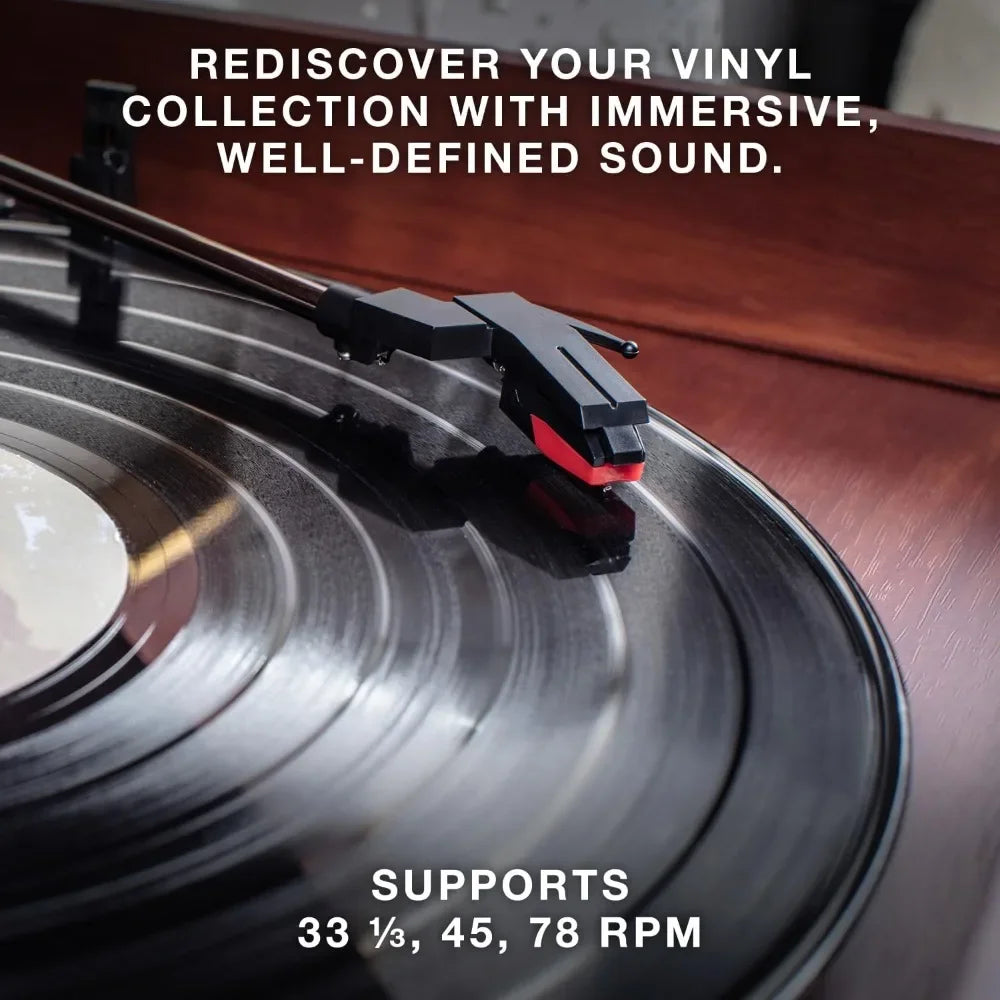 6 In 1 Bluetooth Record Player With Turntable Cassette Radio