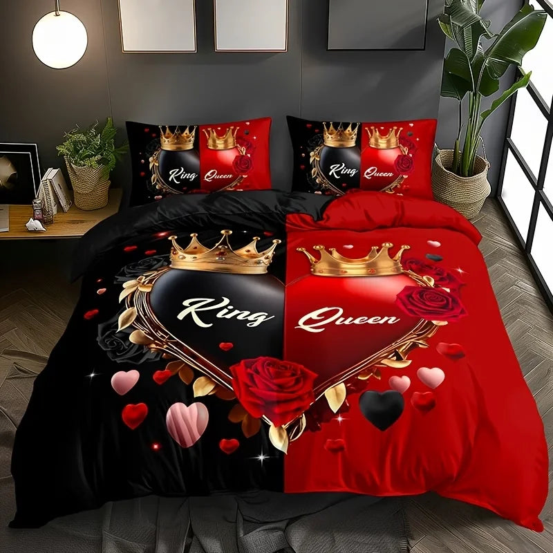 YHXSLYCN Three Piece Duvet Cover Set With Letter Print