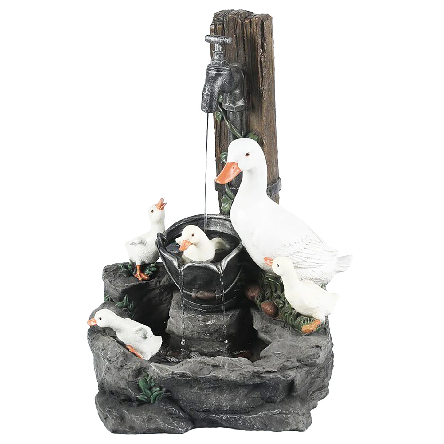 Alloet Duck Squirrel Fountain Ornament Water Feature Garden Decor Light