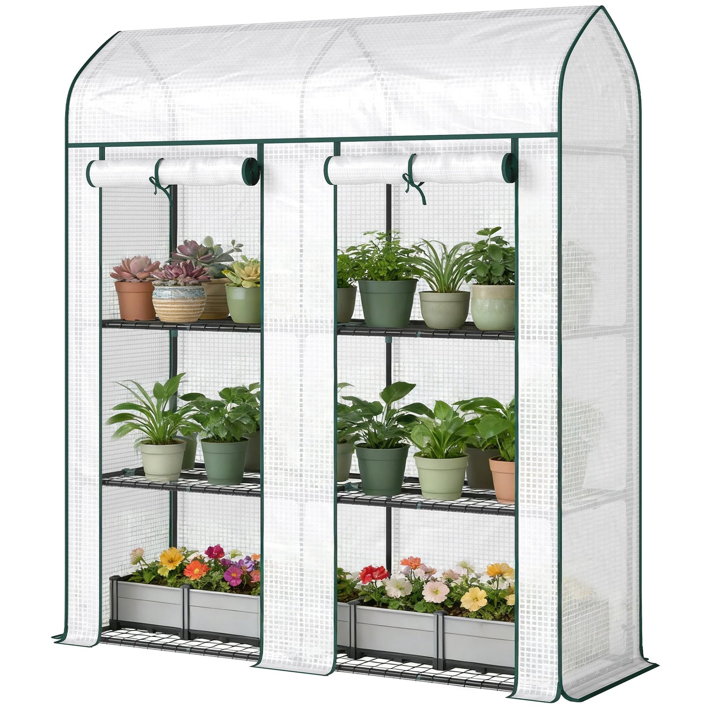 Three Tier Mini Greenhouse for Seed Trays and Pots Portable
