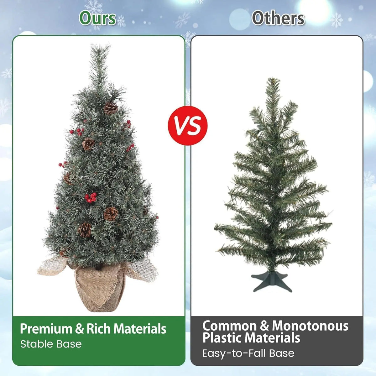 HiMISS Flocked Artificial Christmas Tree with Warm White Lights