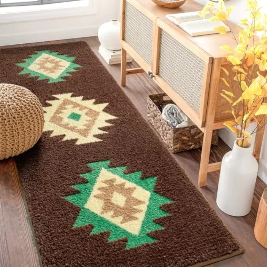 Boho Bathroom Rug Runner Long Bath Mat Hallway Kitchen