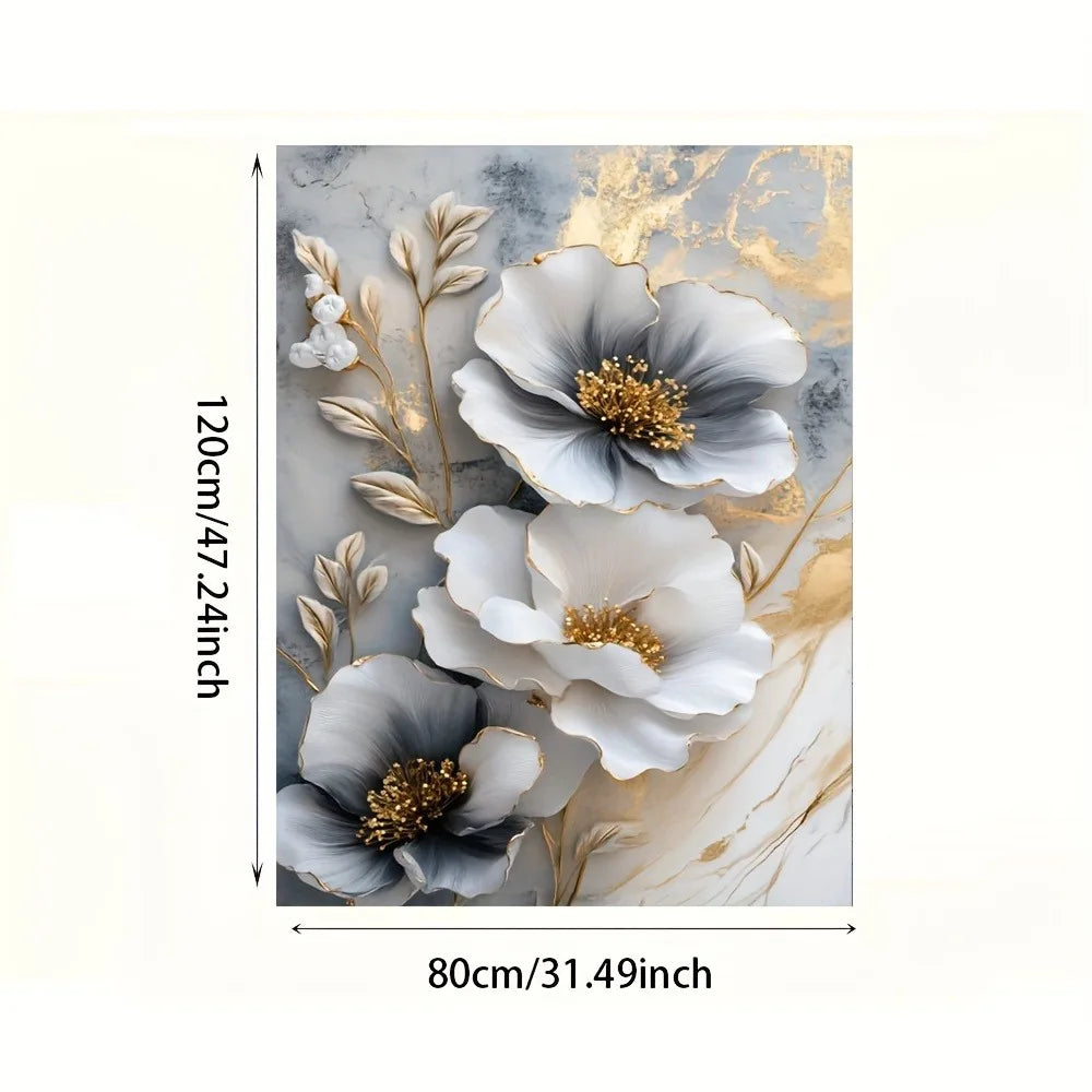 Modern Luxury Floral Canvas Mural Framed 3D Floral Painting for Bedroom Decor