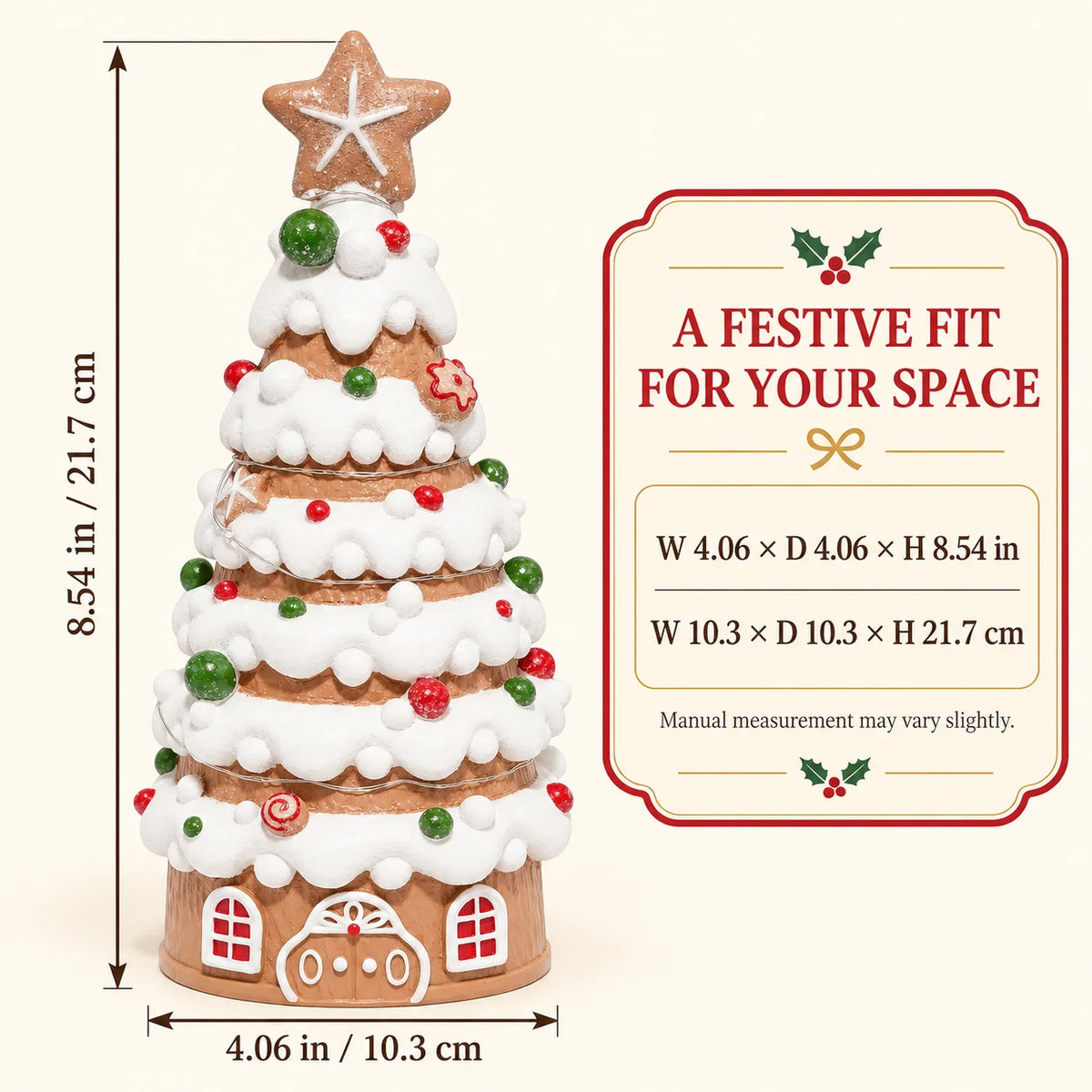 Hodao Light Up Gingerbread Christmas Tree Tabletop Ornament