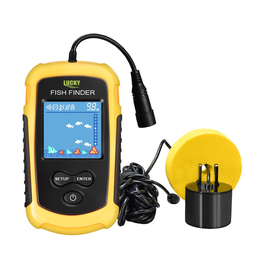 LuckyLaker Portable Sonar Fish Finder Alarm 100m Coverage 45 Degree