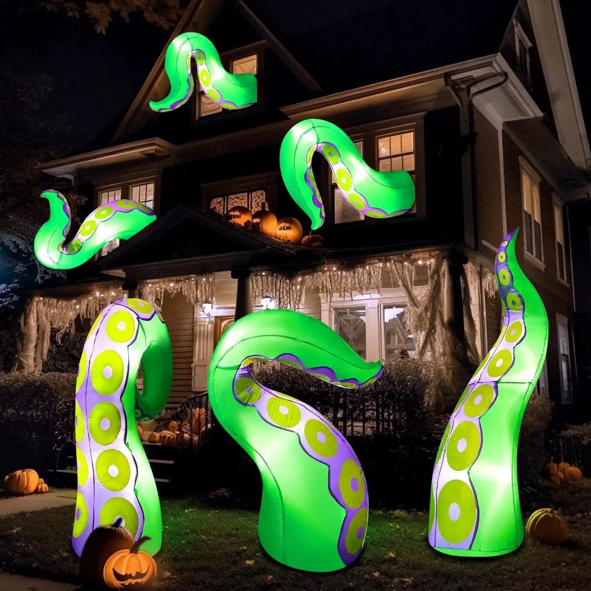 Joyfy Halloween Inflatable Octopus Tentacles With LED Window Decor