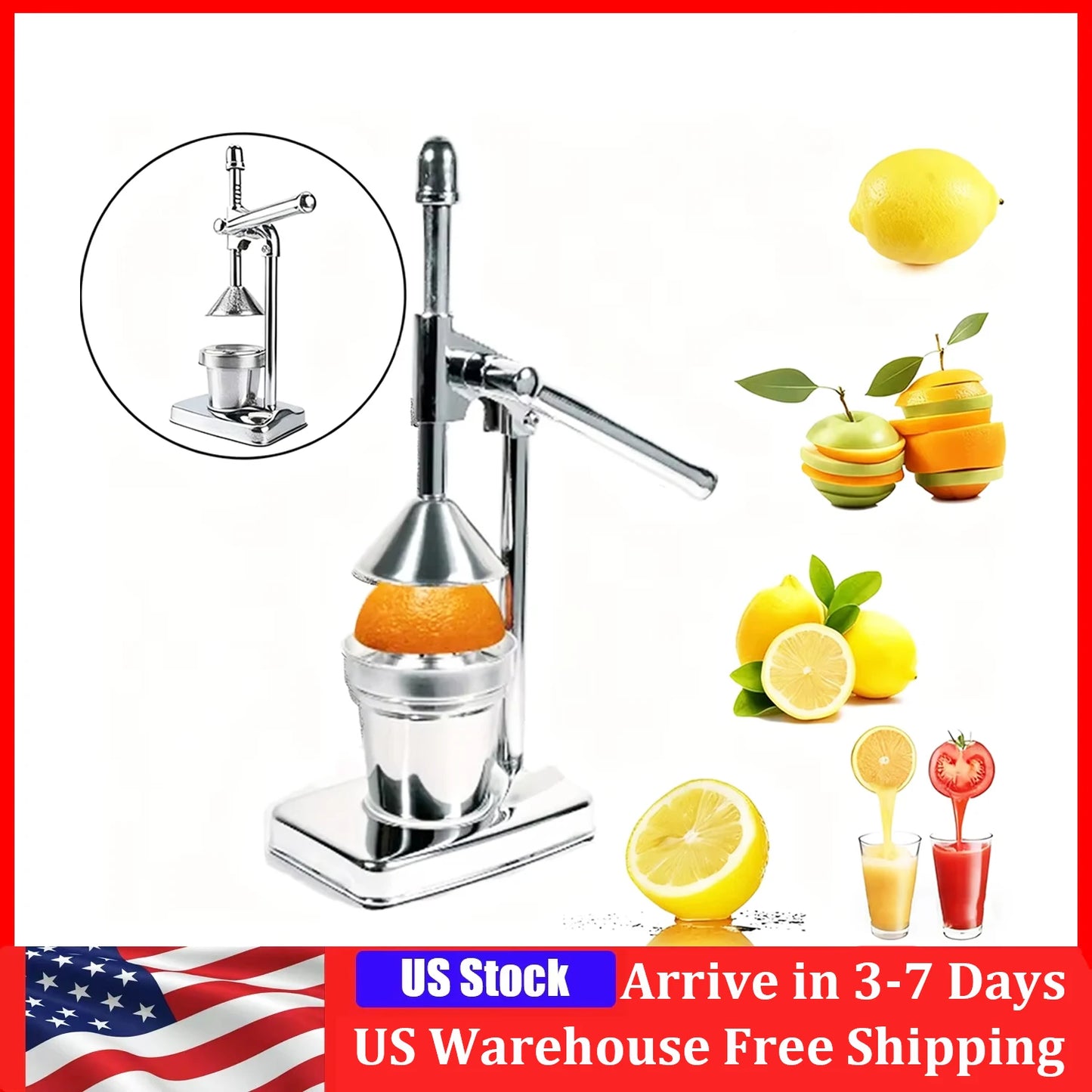 Stainless Steel Manual Juicer For Oranges And Fruit